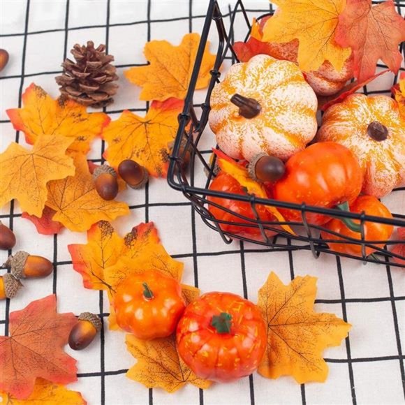 50 PCS Thanksgiving Artificial Pumpkins and Gourds Set, 8 PCS Fake Pumpkins - Picture 7 of 7